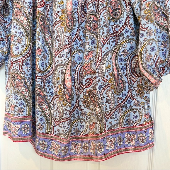 🌼 Talbots Paisley Tie Front Blouse - Picture 8 of 10
